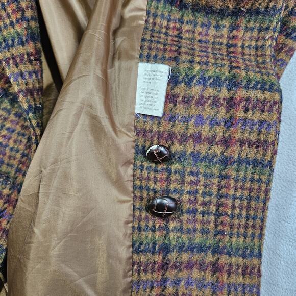 Vintage Eddie Bauer Blazer Womens Large 100% Wool Academia Style Brown Plaid - Picture 9 of 16
